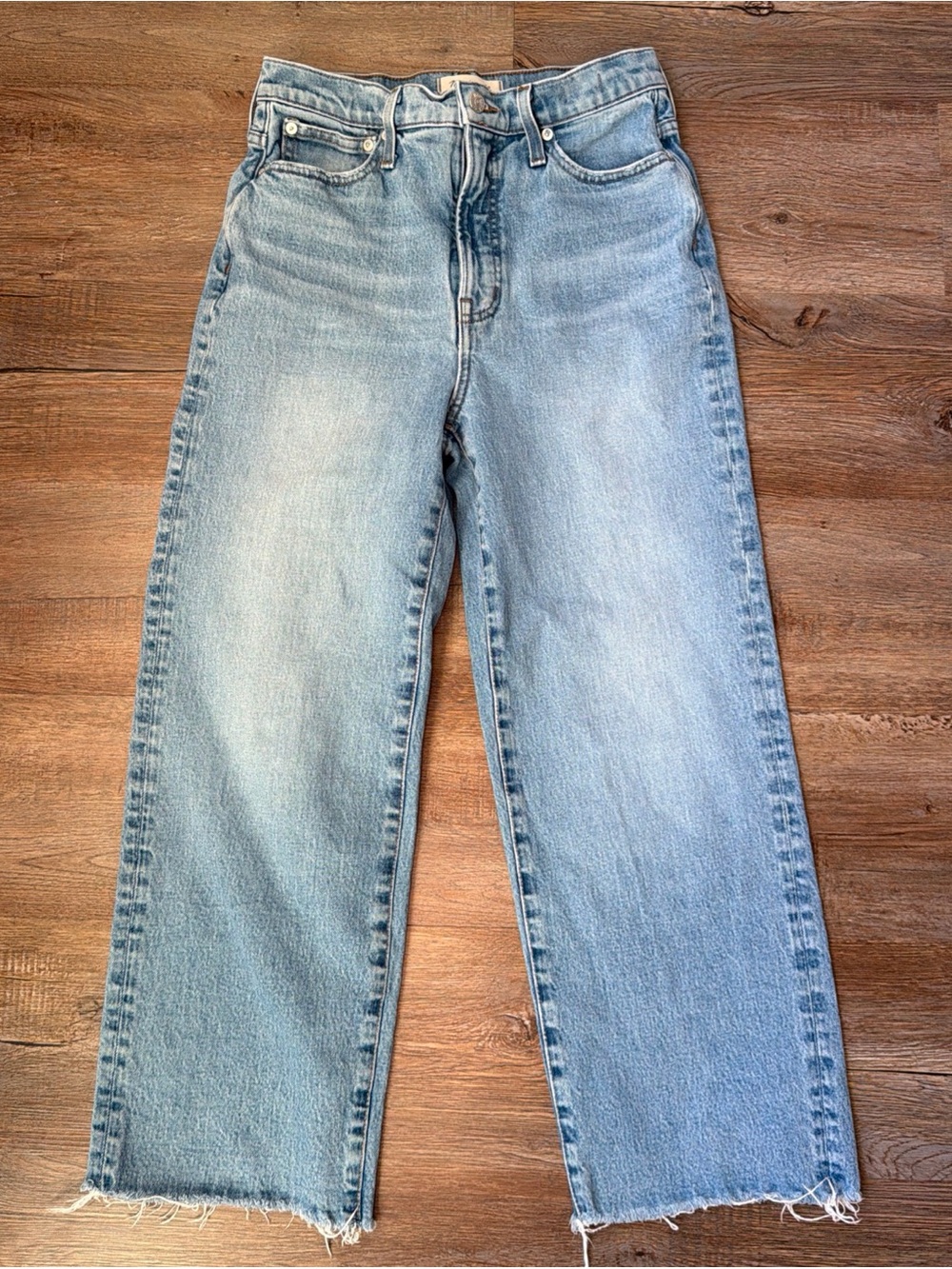 Madewell The Perfect Vintage Wide Leg Crop Denim Jeans size 28 Women’s Frayed